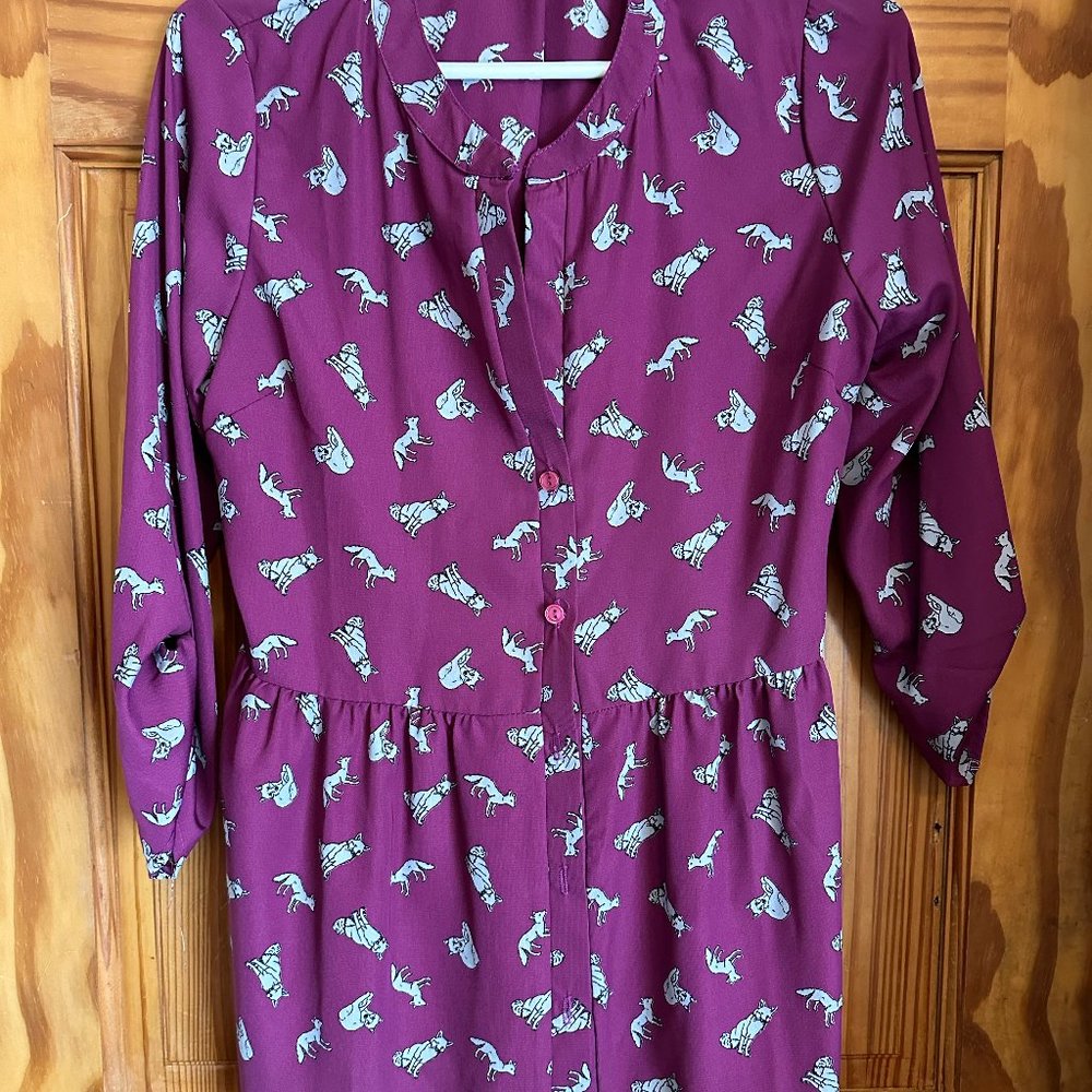 Jessy B Button-Down Wolf Shirt from Modcloth Size L
